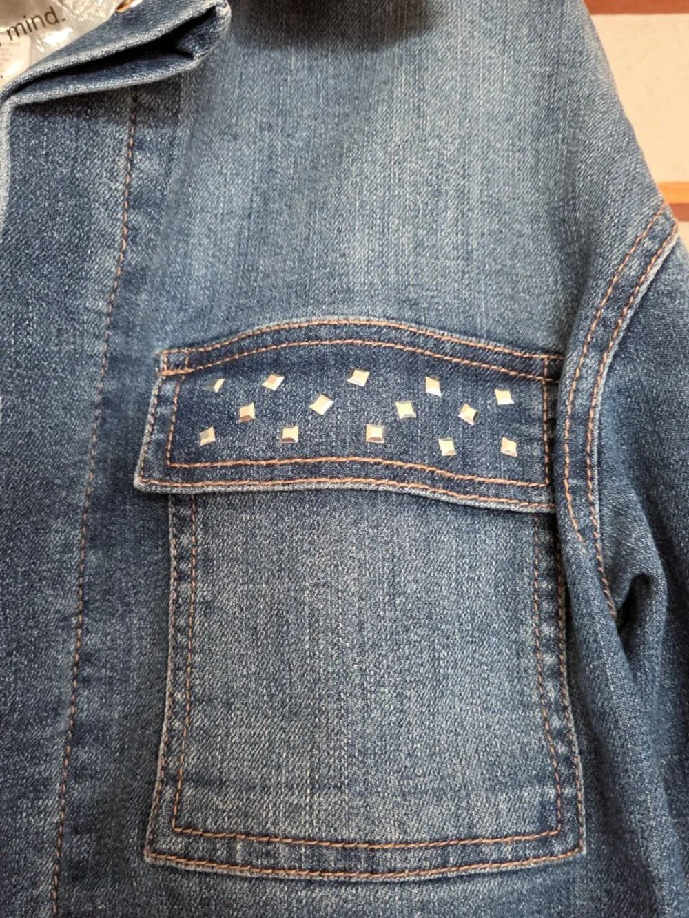 Truce Girl's sz L (10-14) Holiday Fashion Blue Jean Denim Sequins Jacket